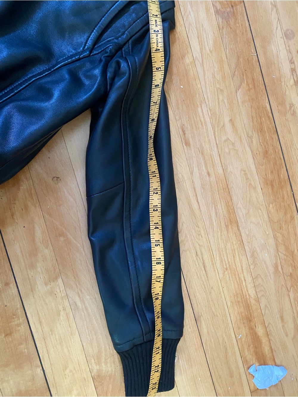 Quince Black Leather Bomber Jacket - Picture 10 of 12